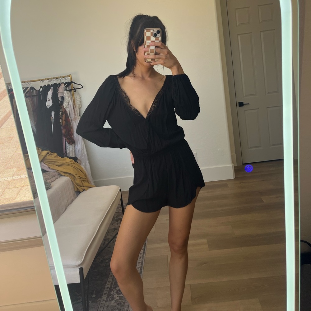 Express Black Lace Detail Romper